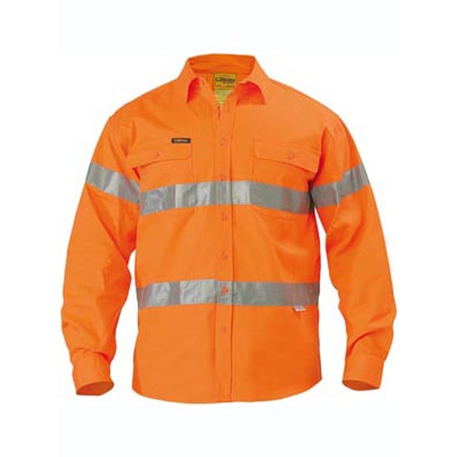 Bisley Hi Vis Day/Night Long Sleeve Cotton Shirt 190gsm