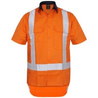 Mustang Wear Hi Vis TTMC-W23 Short Sleeve Vented Cotton Shirt 150gsm