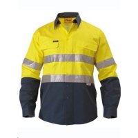 Bisley Hi Vis Day/Night Long Sleeve Cotton Shirt 190gsm