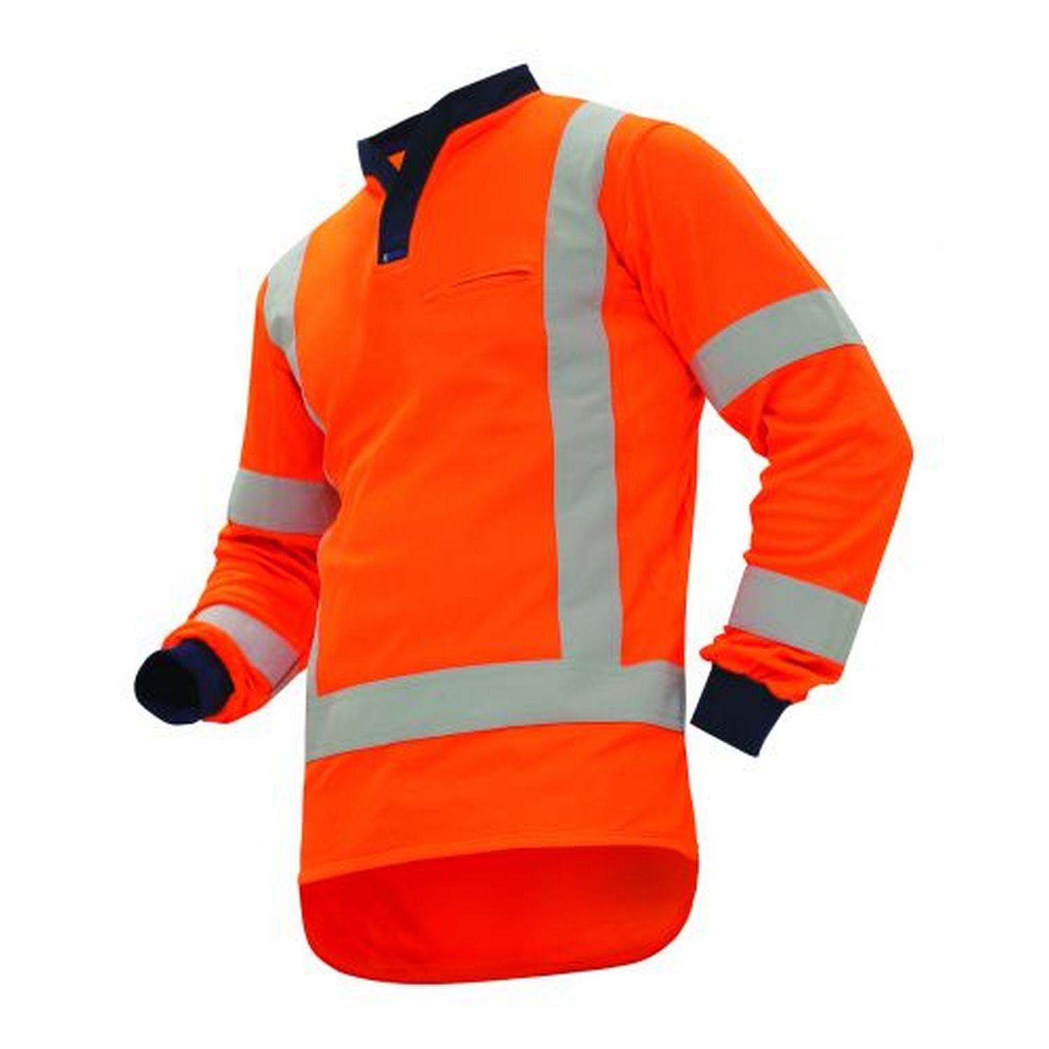 Hi Vis TTMC-W L/Sleeve Vented Cotton Back Lightweight Polo 145gsm