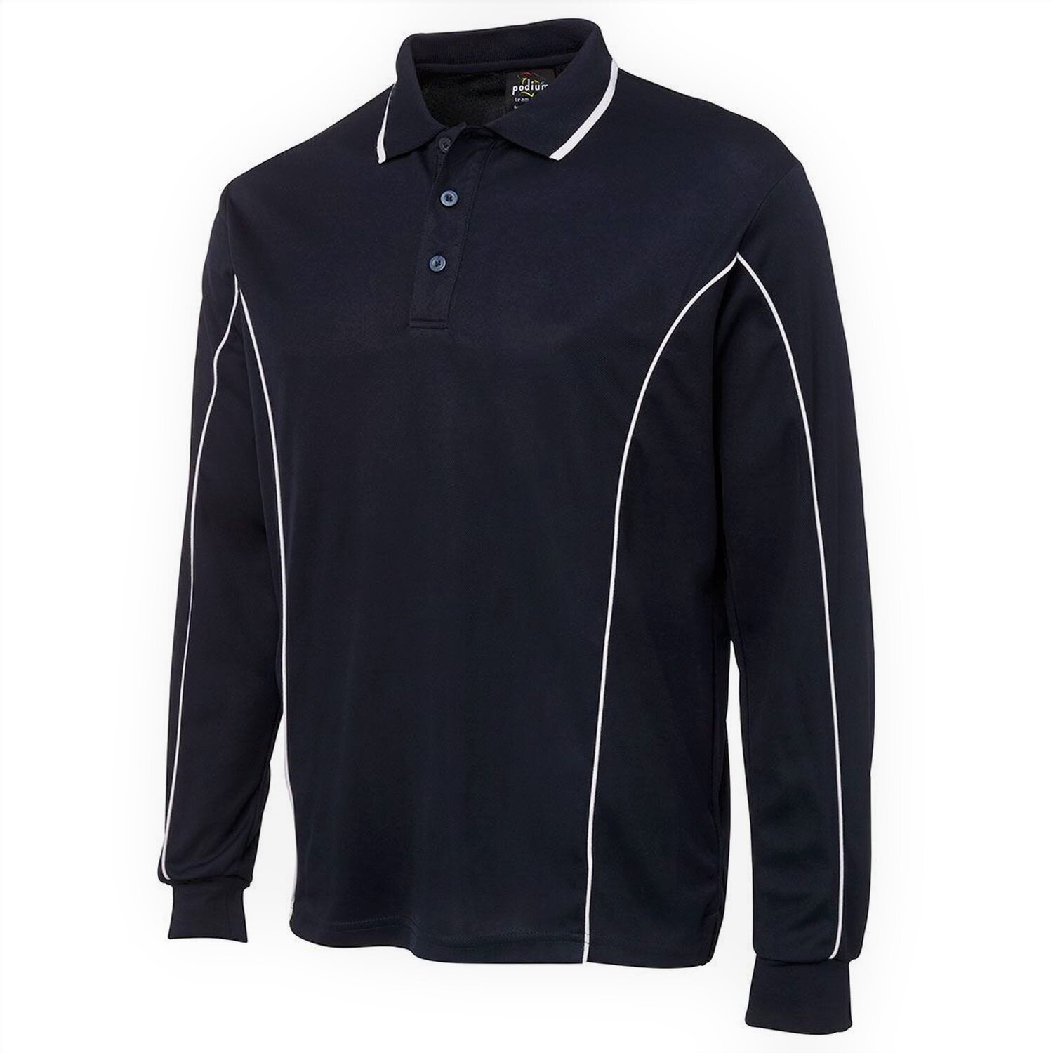Mens Polyester L/S Piping Polo 160gsm