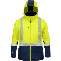 Bison Hi Vis Day/Night Softshell Jacket Yellow/Navy