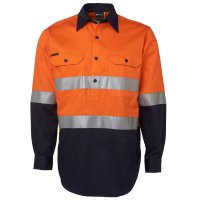 Hi Vis Day/Night Long Sleeve Closed Front Cotton Shirt 190gsm