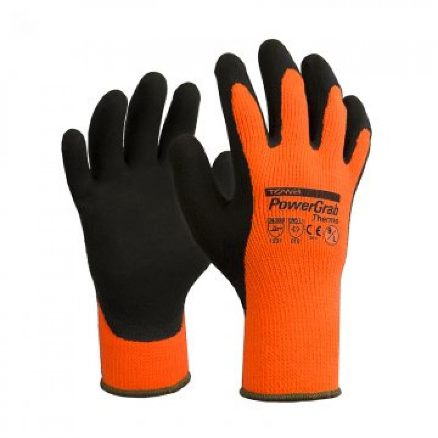 PowerGrab Thermo Winter Gloves Grey/Orange (Pkt 6)