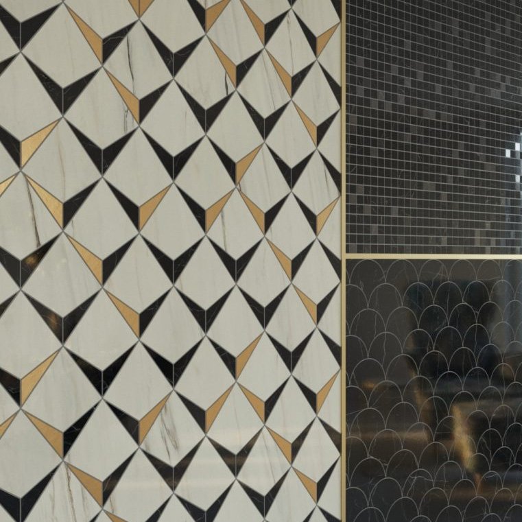 Bathroom Tiles MarvelDream Bianco-Black Diamond Mosaic