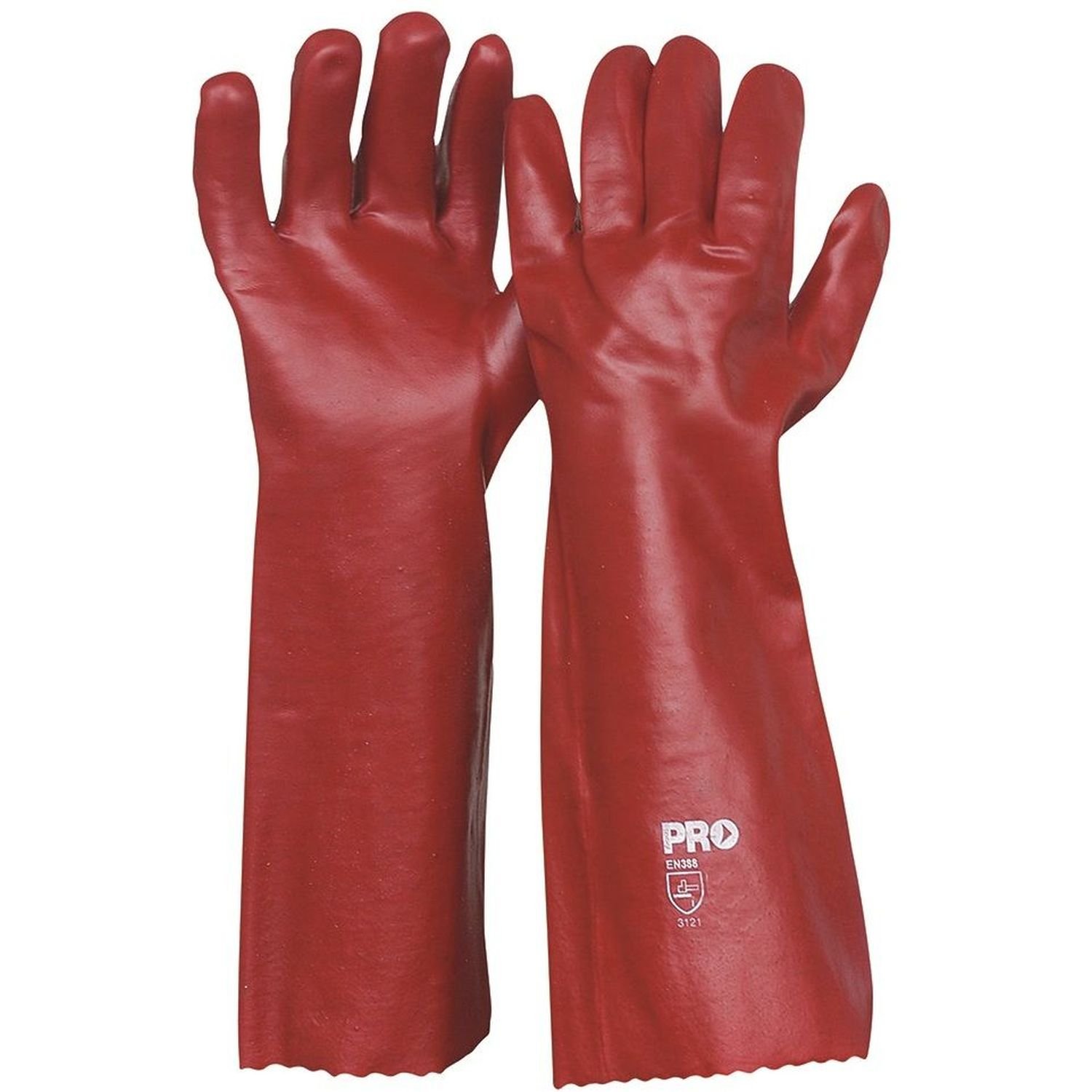 Single Dipped 45cm PVC Glove Red 45cm