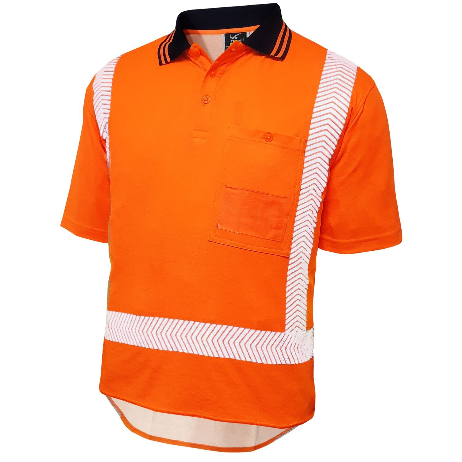 Mustang Wear Hi Vis TTMC-W23 Cotton Back Segmented Short Sleeve Polo