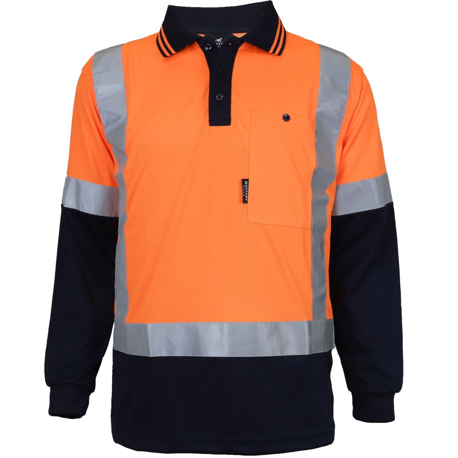 Mustang Wear Hi Vis Day/Night Polyester Long Sleeve Polo