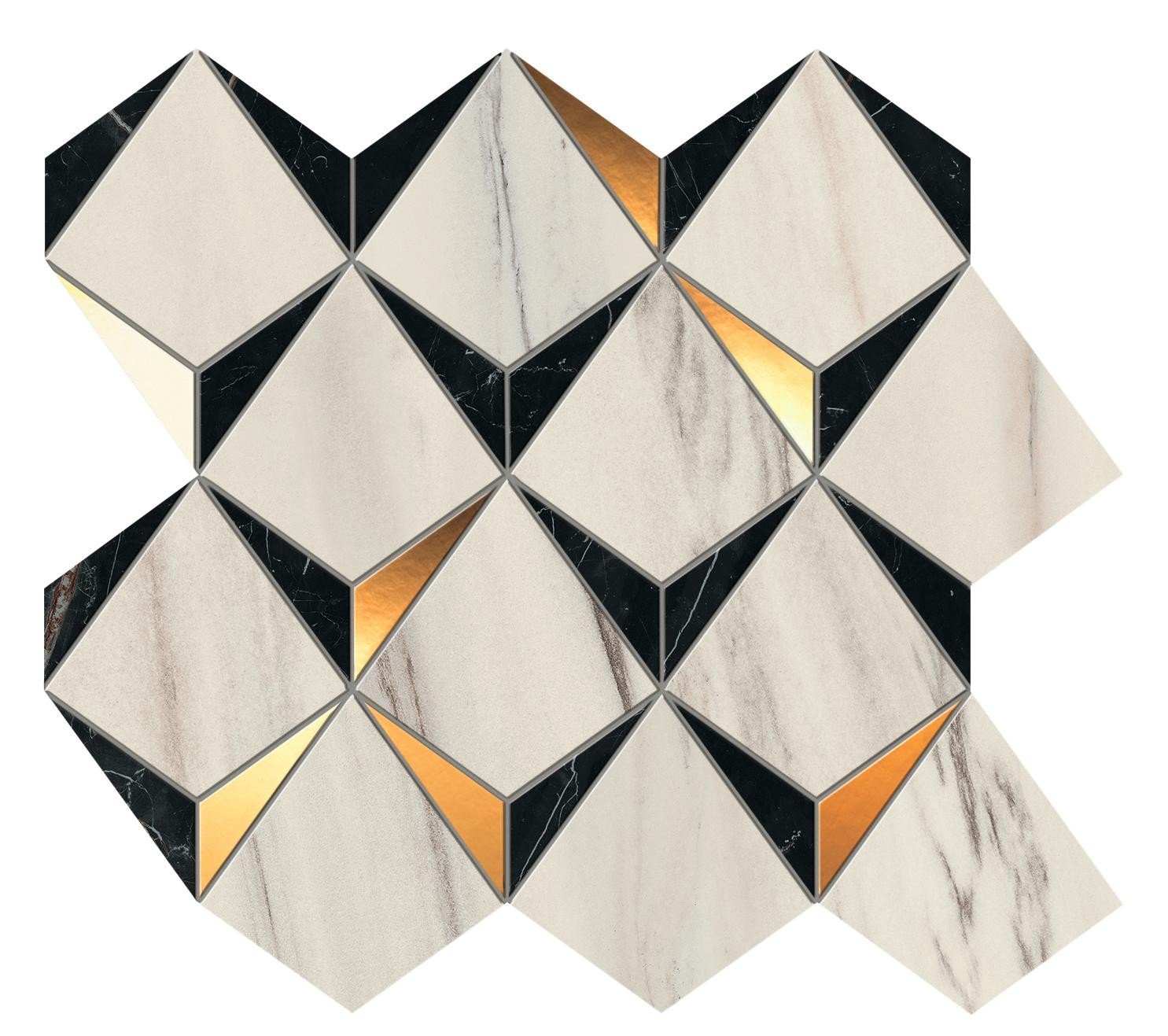 MarvelDream Bianco-Black Diamond Mosaic Bathroom Tiles