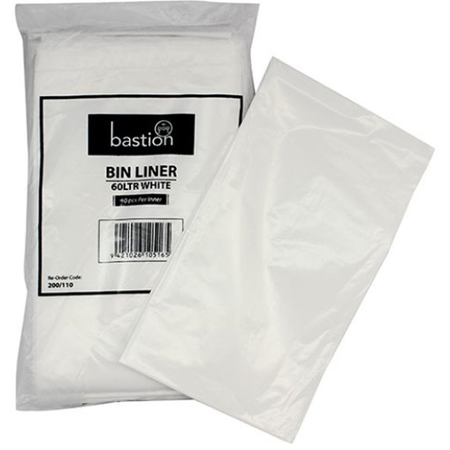 60L White Bin Liner 630 x 900mm  500/Ctn