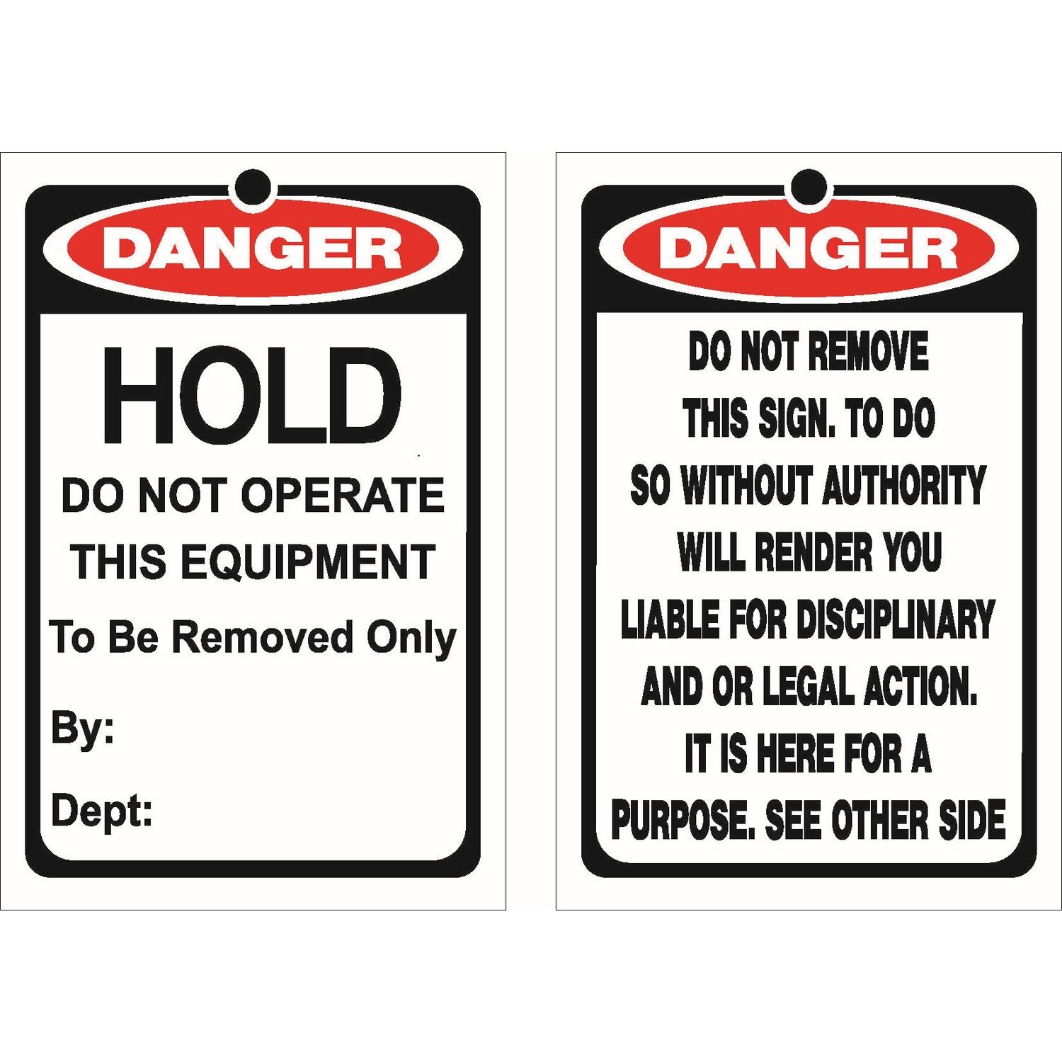 Lockout Tag DANGER Hold Do Not Operate Pkt 25