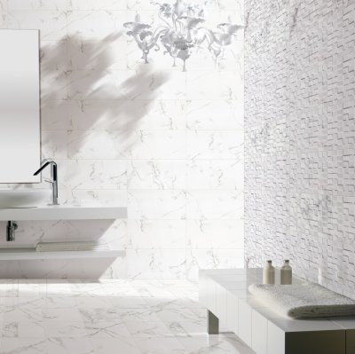 A marble tile, white matt in color to suit Bathroom, Kitchen/Laundry, Living