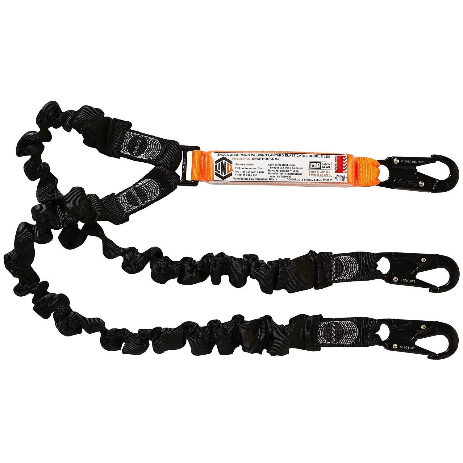 Elasticated Lanyard Double Leg, Snap Hooks