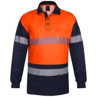 Mustang Wear Hi Vis Day/Night Cotton Back Segment Tape Long Sleeve Polo