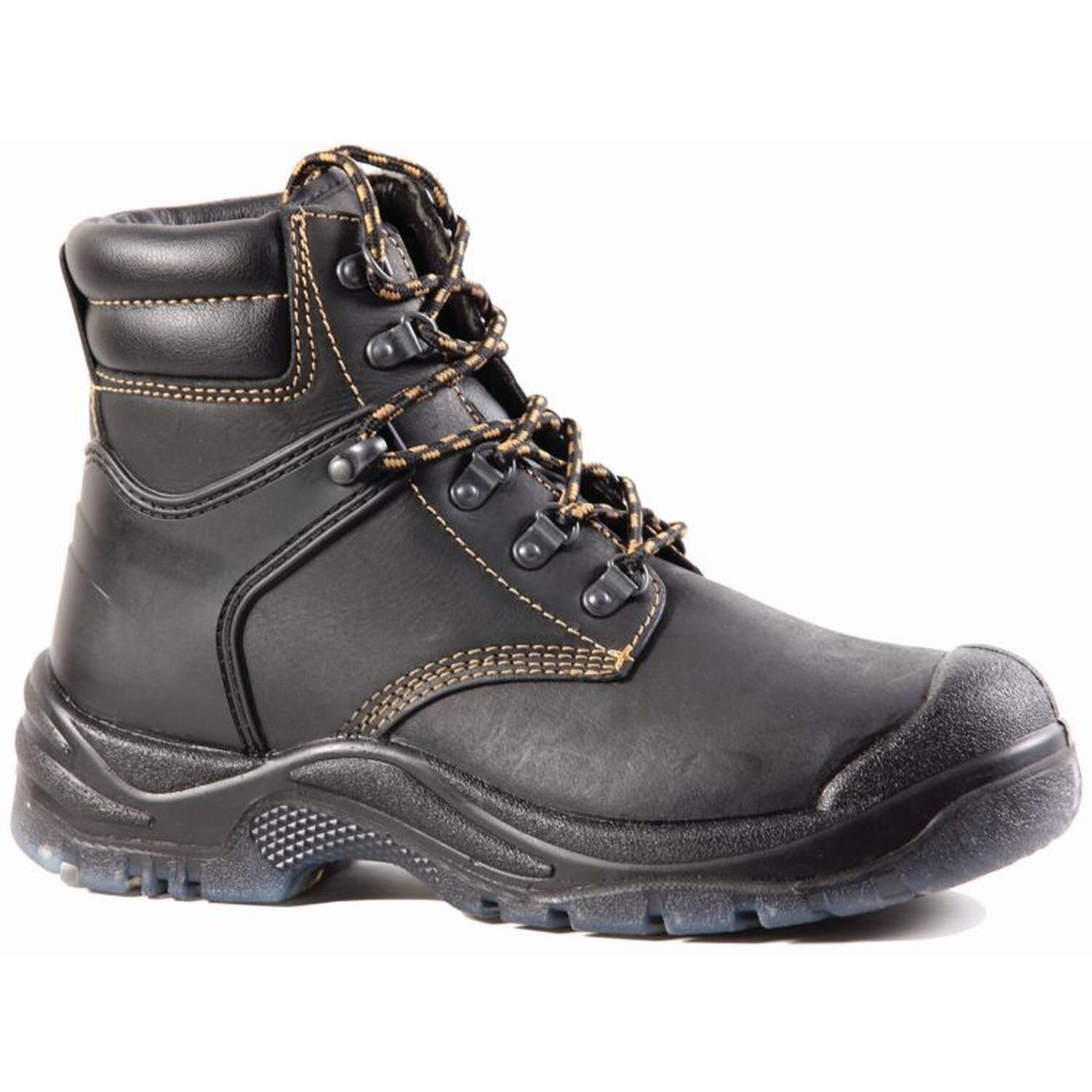 Bison Wolf Steel Toe Lace Up Safety Boot c/w Scuff Cap Black