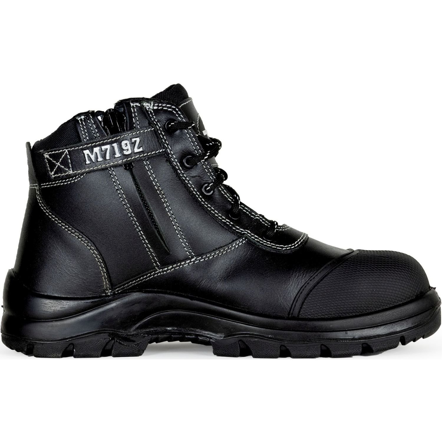 Mustang Wear 719Z Nitrile Sole 300°C EH Lace Up Zip Safety Boot with Scuff Cap