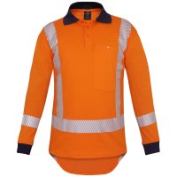 Mustang Wear Hi Vis TTMC-W23 Cotton Mesh Long Sleeve Polo