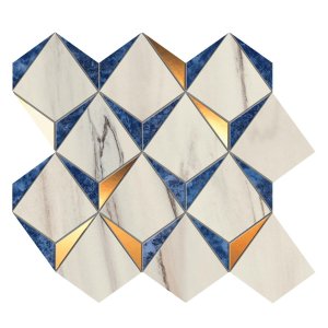 MarvelDream Bianco-Ultramarine Diamond Mosaic Bathroom Tiles