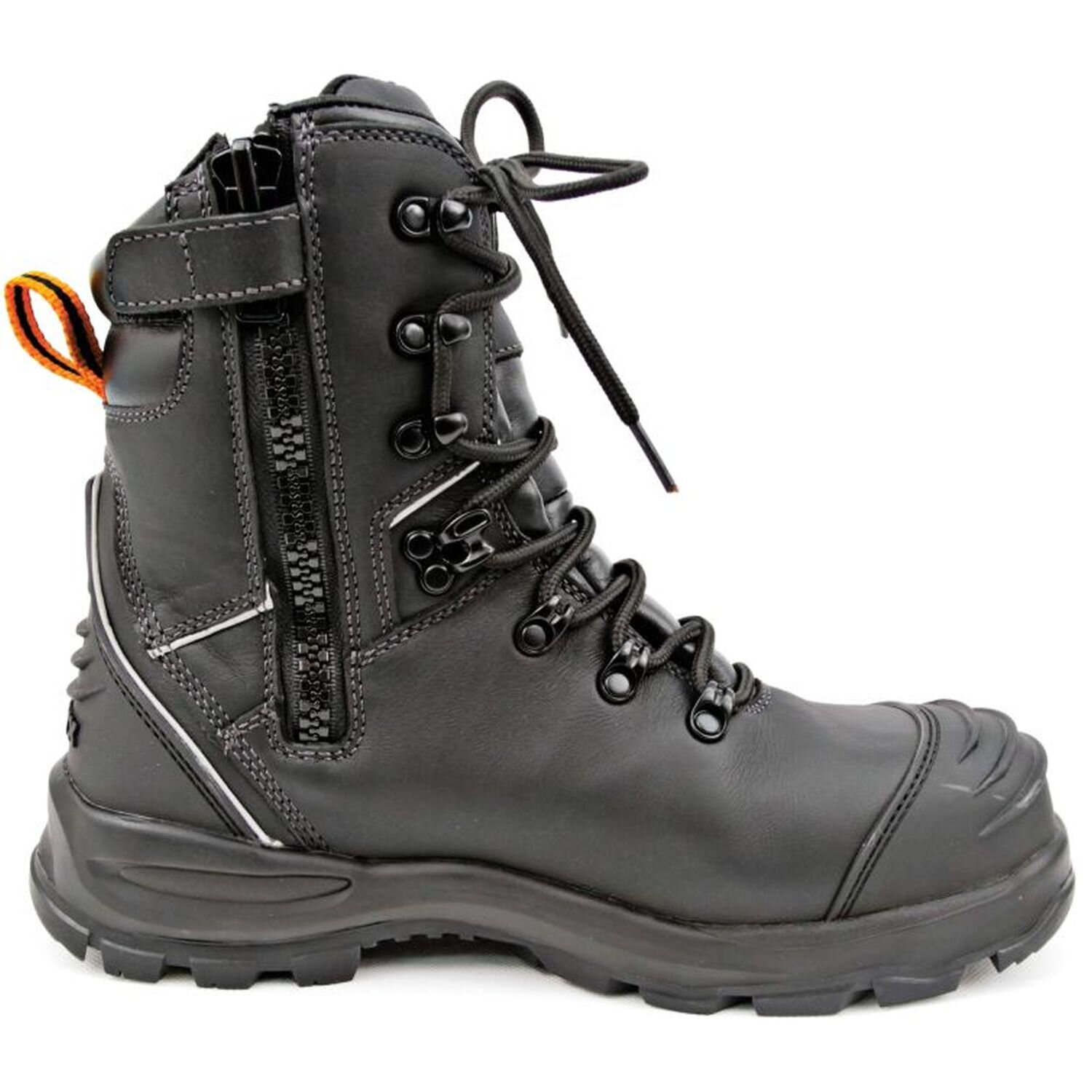 Bison Extreme Lace Up/Zip Safety Boot with Scuff Cap Black