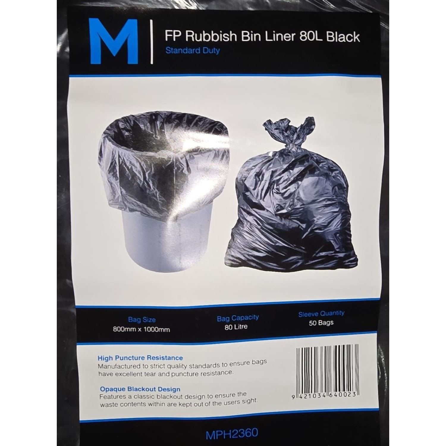 80L Rubbish Bag 1000x810mm Pkt 50