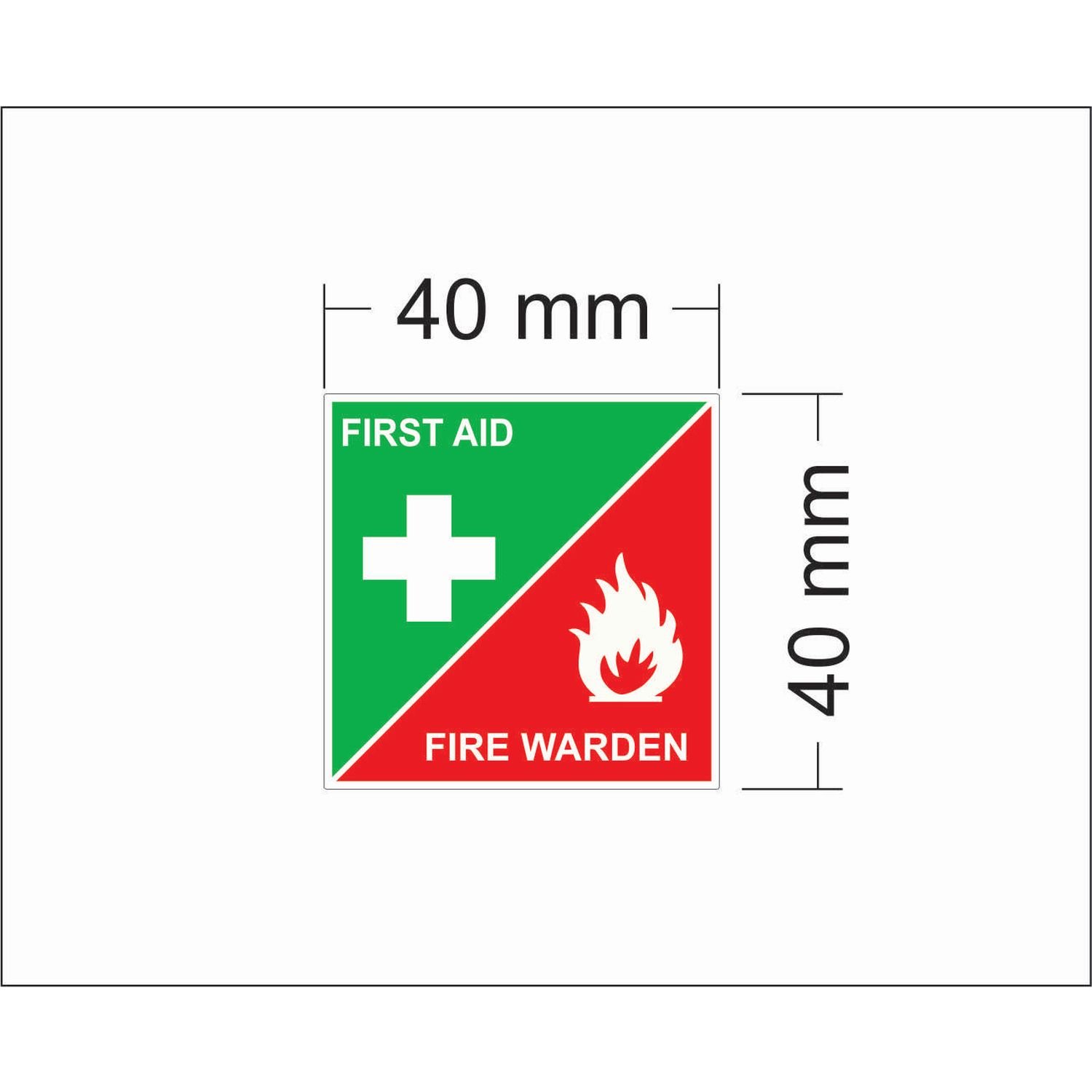 First Aid/ Fire Warden Hard Hat Sticker 40x40mm