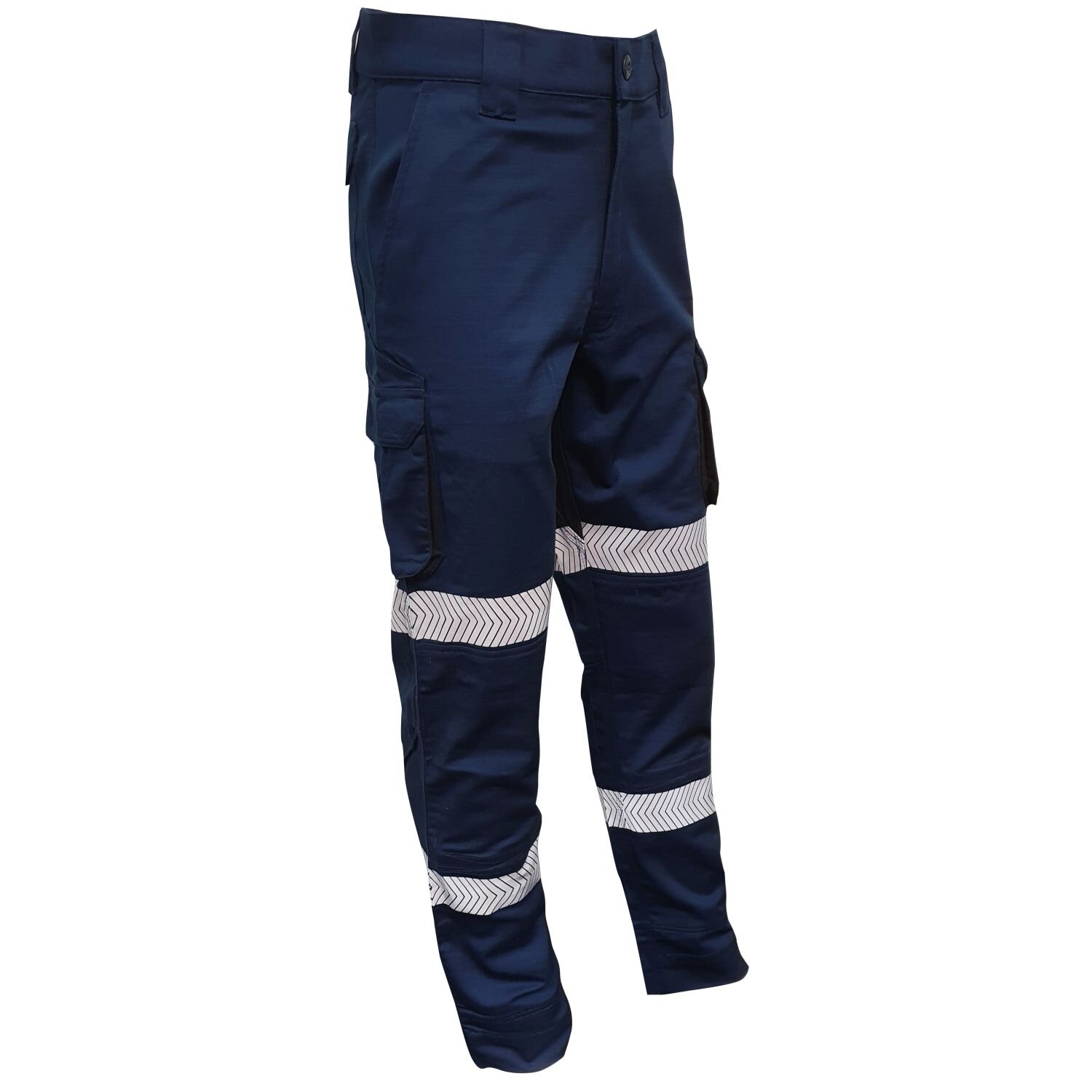Techni Vision Hi Vis Segment Tape Lightweight Stretch Ripstop Vented Cargo Trouser with 4 Way Stretch Panel