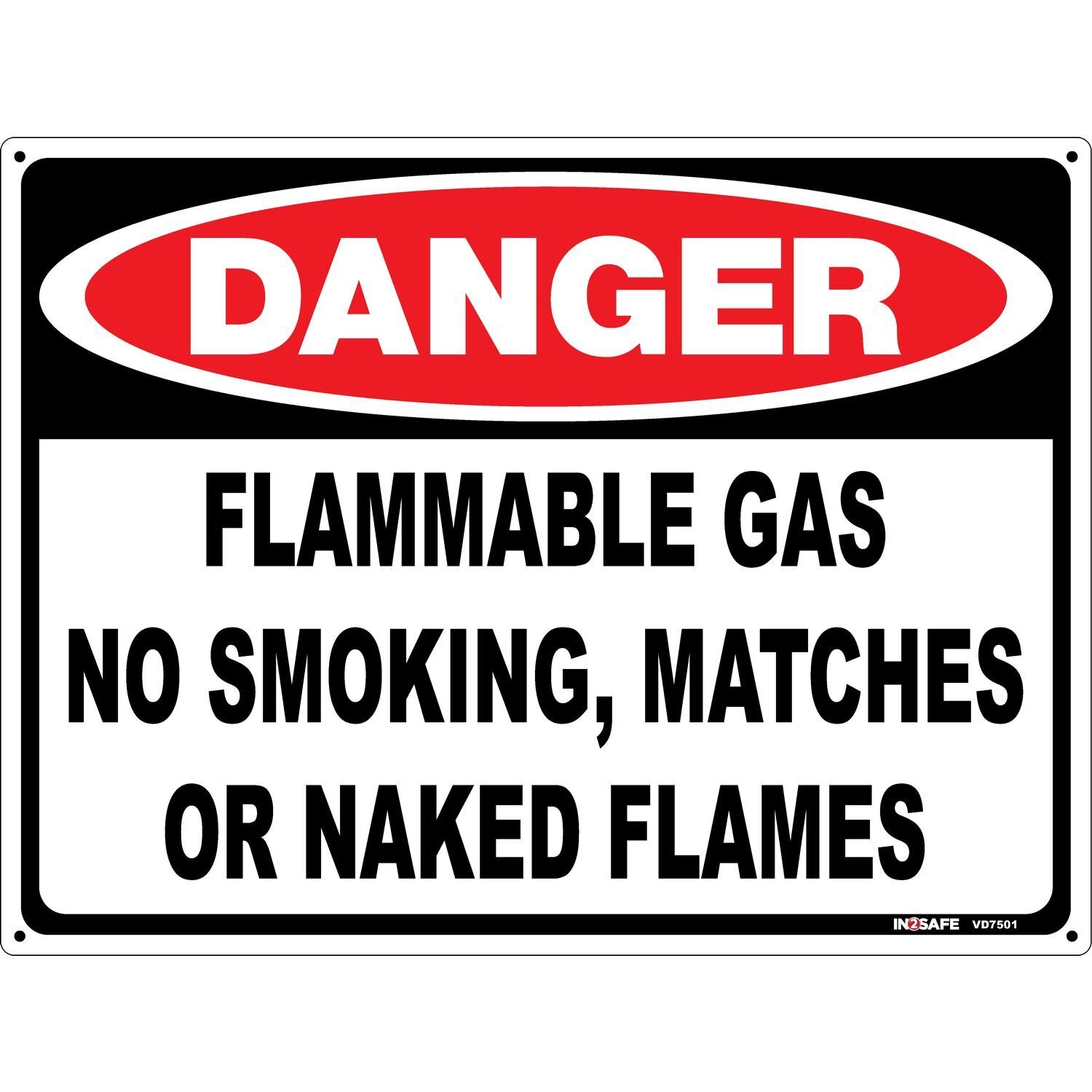 DANGER Flammable Gas No Smoking Etc