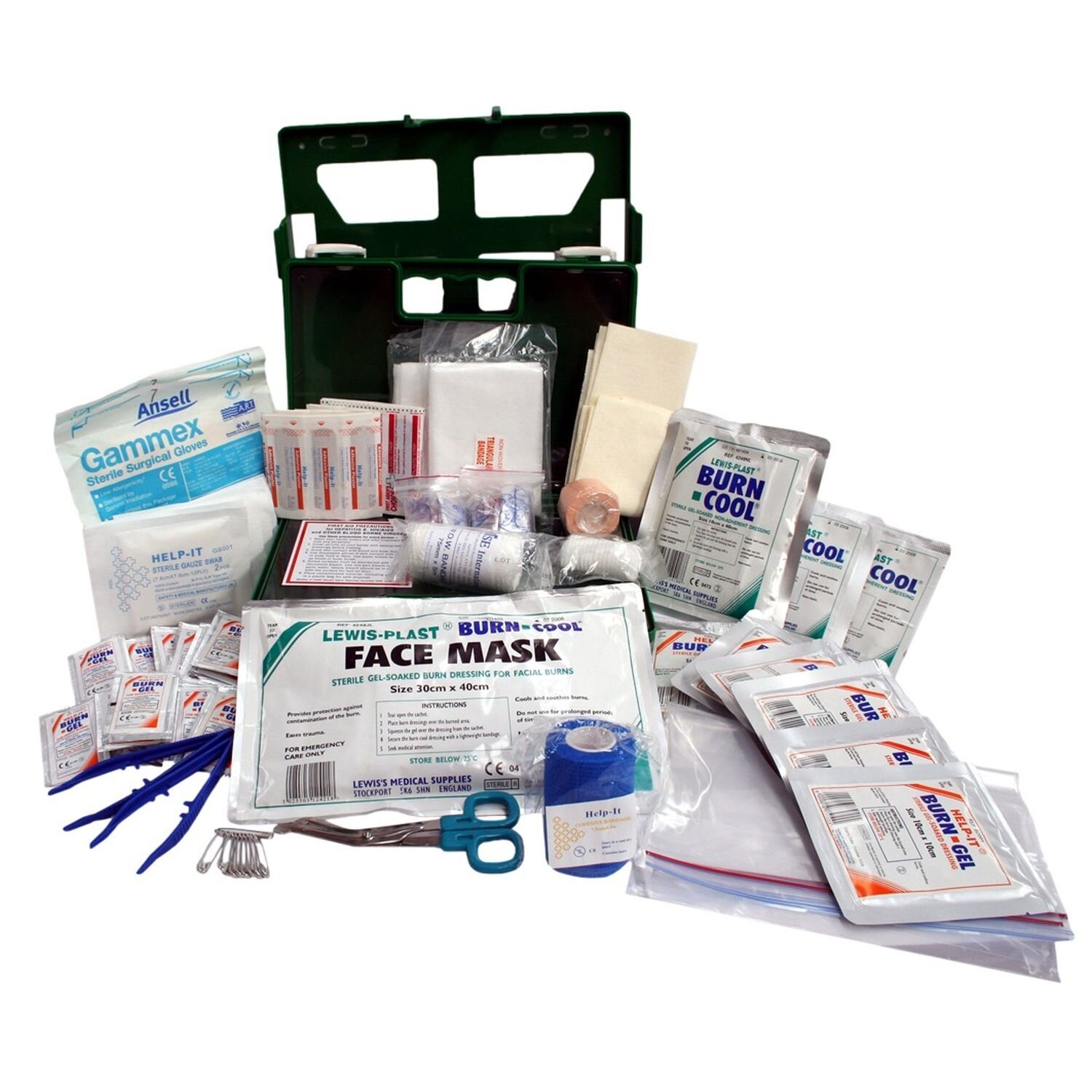 Industrial Burns Kit In Wall Mountable Plastic Box