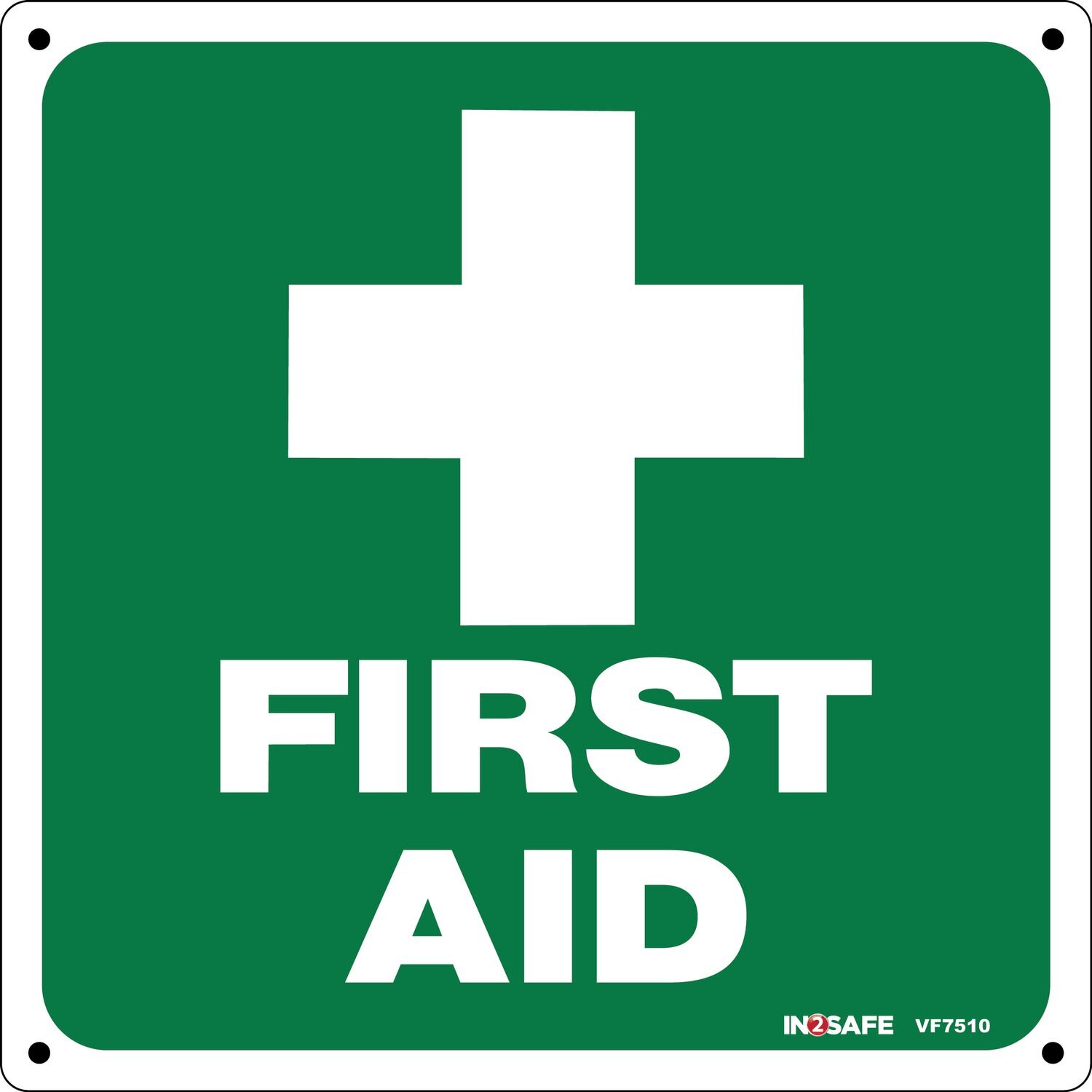 First Aid Sign with White Cross