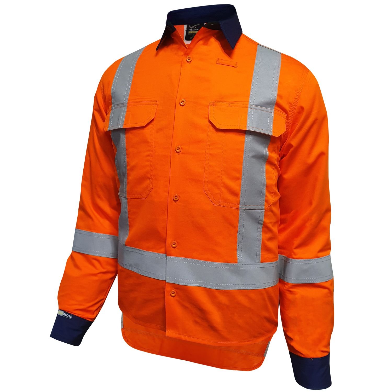 Mustang Wear Hi Vis TTMC-W23 Long Sleeve Vented Cotton Shirt 150gsm