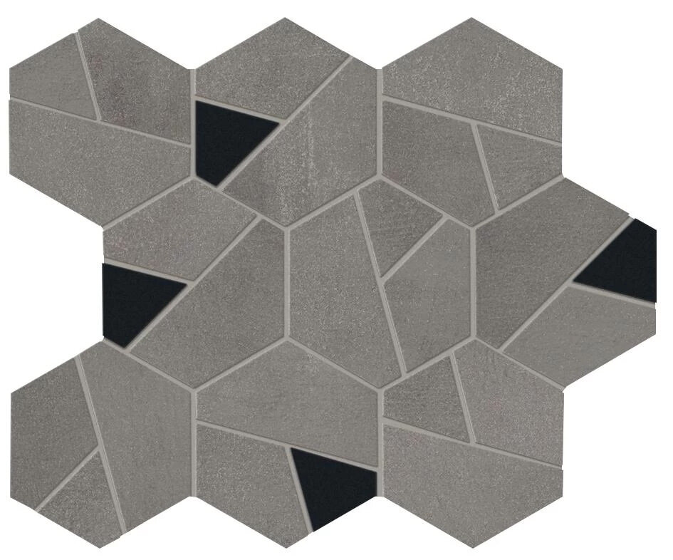 BOOST Hexagon Smoke & Black Bathroom Tiles